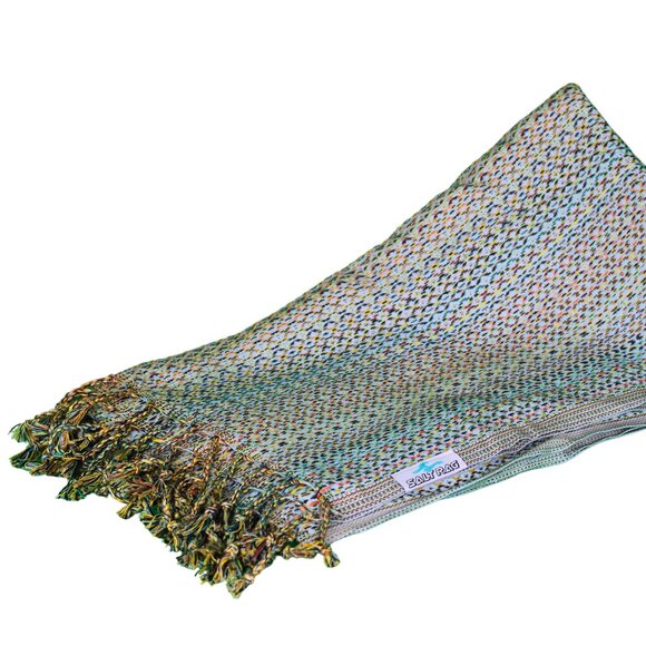 Salt Rag Beach Towel - "Mint/Yellow Hippie Rag" [Sand Free Turkish Beach Towel] - Picture 3 of 4